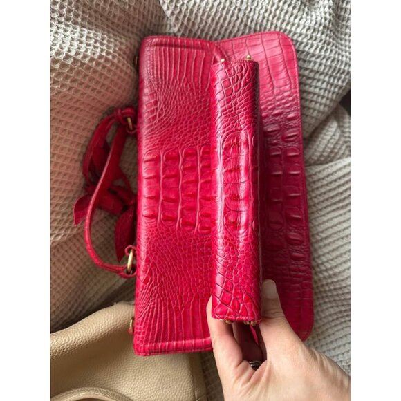 Brahmin Amata Red Croc Embossed Leather Handbag & Wallet. See ALL Photos! - Picture 9 of 10